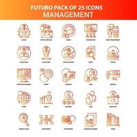 conjunto de iconos de gestión naranja futuro 25 vector