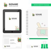 Cooking pot Business Logo Tab App Diary PVC Employee Card and USB Brand Stationary Package Design Vector Template