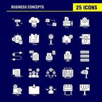 Business Concepts Solid Glyph Icons Set For Infographics Mobile UXUI Kit And Print Design Include Camcorder Media Video Media Player Locked Share Gear Collection Modern Infographic Logo and vector