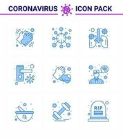 9 Blue Coronavirus disease and prevention vector icon safety doorknob corona pneumonia lung viral coronavirus 2019nov disease Vector Design Elements