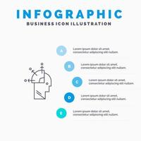 User Man Mind Programming Art Line icon with 5 steps presentation infographics Background vector