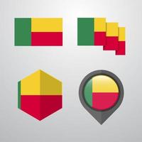 Benin flag design set vector