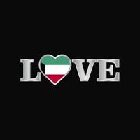 Love typography with Kuwait flag design vector