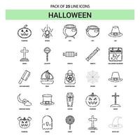 conjunto de iconos de línea de halloween 25 estilo de contorno discontinuo vector