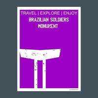 Brazilian Soldiers Monuments Brazil monument landmark brochure Flat style and typography vector