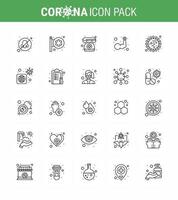 CORONAVIRUS 25 line Icon set on the theme of Corona epidemic contains icons such as bacteria muscle doctor on call hand layer viral coronavirus 2019nov disease Vector Design Elements
