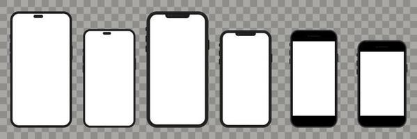 Set of mobile smartphone. Vector stock illustration