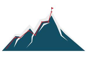 ruta de escalada de montaña al pico infográfico en diseño plano vectorial vector