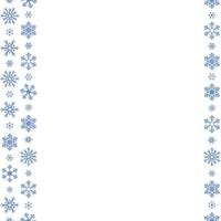 Snowflakes. Seamless vertical border. Repeating vector pattern.  Endless holiday ornament.