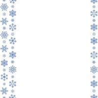 Snowflakes. Seamless vertical border. Repeating vector pattern.  Endless holiday ornament.