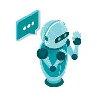 isometric AI robot digital vector