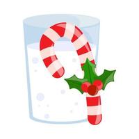 milk with candy cane vector