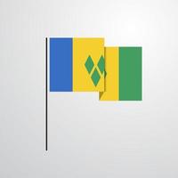Saint Vincent and Grenadines waving Flag design vector
