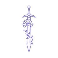 dagger and flower esoteric vector