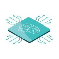 isometric AI brain circuit vector