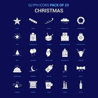Christmas White icon over Blue background 25 Icon Pack vector