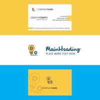 Beautiful Bulb with gear Logo and business card vertical Design Vector