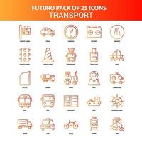 Orange Futuro 25 Transport Icon Set vector