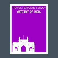 Gateway of India Maharashtra India monument landmark brochure Flat style and typography vector