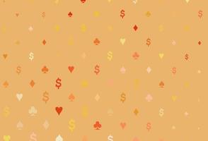 Light yellow, orange vector texture with playing cards.