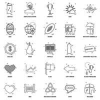 25 conjunto de iconos de línea de mezcla de concepto de negocio vector