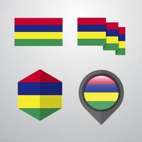 Mauritius flag design set vector