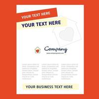 Love house Title Page Design for Company profile annual report presentations leaflet Brochure Vector Background