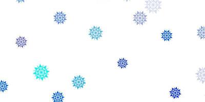 Light blue vector beautiful snowflakes backdrop with flowers.