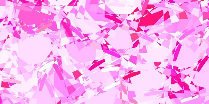 textura de vector rosa claro con triángulos al azar.