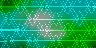 Telón de fondo de vector azul claro, verde con líneas, triángulos.