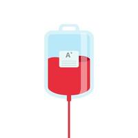 Blood bag flat design. A blood type. vector art.