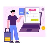 ilustración de diseño editable de aprobación de visa en línea vector