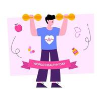 ilustración de diseño único del día mundial de la salud vector