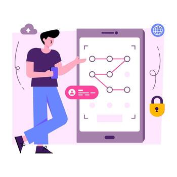 ilustración de diseño editable de bloqueo de patrón móvil vector