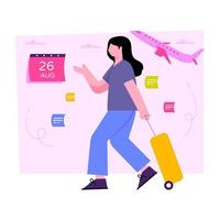 Conceptualizing flat design illustration of flight date vector