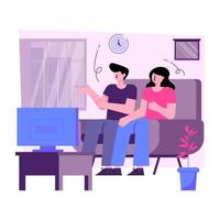 Modern design illustration of watching tv vector