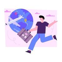 Conceptual flat design illustration of late travel person vector