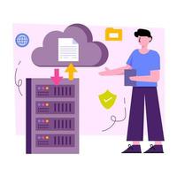 Premium download illustration of cloud server transfer vector