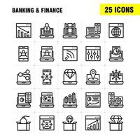 paquete de iconos de línea bancaria para diseñadores y desarrolladores vector