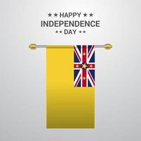 Niue Independence day hanging flag background vector