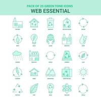 25 conjunto de iconos esenciales web verde vector