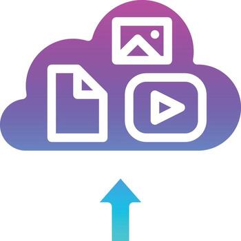 cloud storage upload server multimedia - gradient solid icon vector