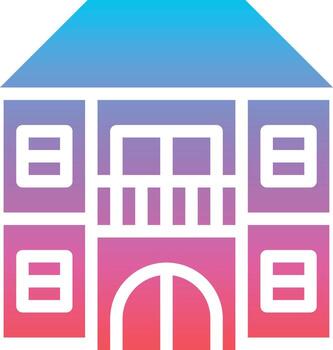 edificio de construcción de viviendas - icono sólido degradado vector