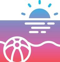 summer sun rise shine beach - gradient solid icon vector