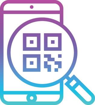 escaneo de código qr comercio electrónico móvil - icono de degradado vector