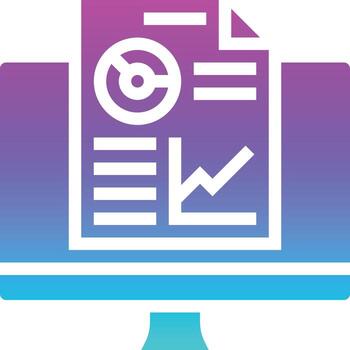 desarrollo de software de análisis de gráficos de información - icono sólido degradado vector