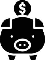 saving pig piggy bank - solid icon vector
