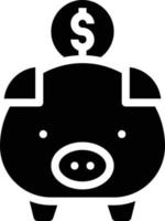 saving pig piggy bank - solid icon vector