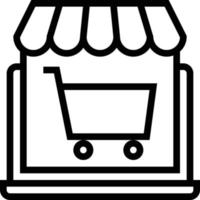 ecommerce cart shopping software development - outline icon vector