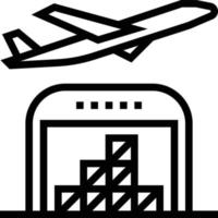 avión almacén envío transporte comercio electrónico - icono de contorno vector